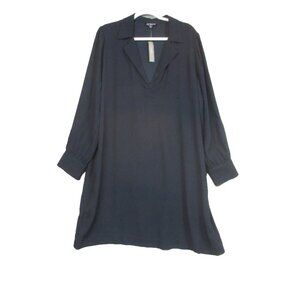 NWT J. Crew Dress Black Shirt Sheath Mid Length Long Sleeve XXL